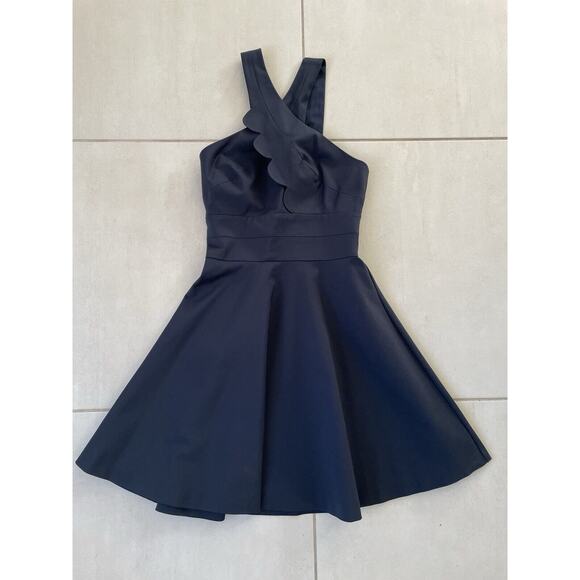 A/X Armani Exchange Dress Tank Fit Flare Scalloped Mini FLAW - Picture 1 of 8